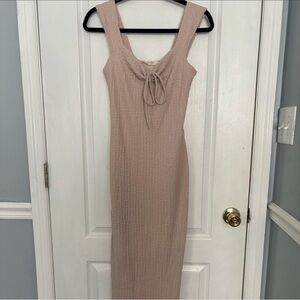 Women’s Sleeveless Tie-Front Midi Dress in Blush